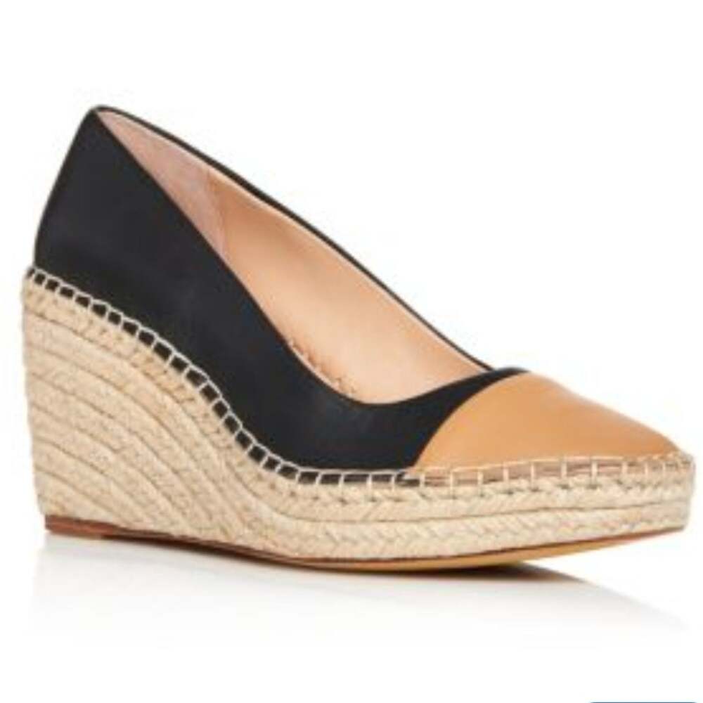 NWOB Charles David Black & Tan  Espadrilla Wedges sz.9